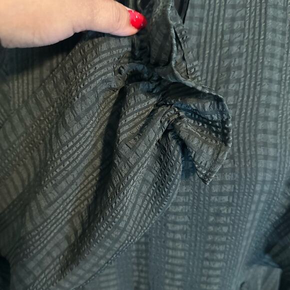 LOFT Green Textured Long Sleeve Ruffle Keyhole Neckline Dress - Picture 7 of 9